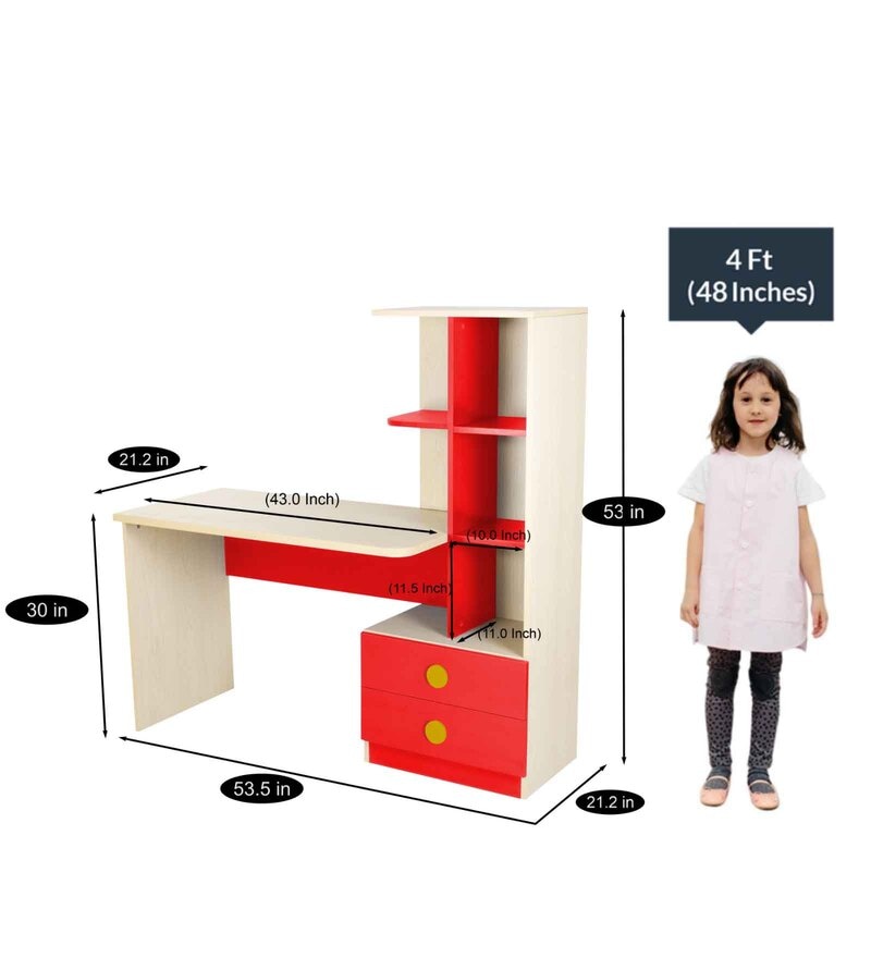 Buy Champion Study Table in Red Colour CasaCraft By Pepperfry Online