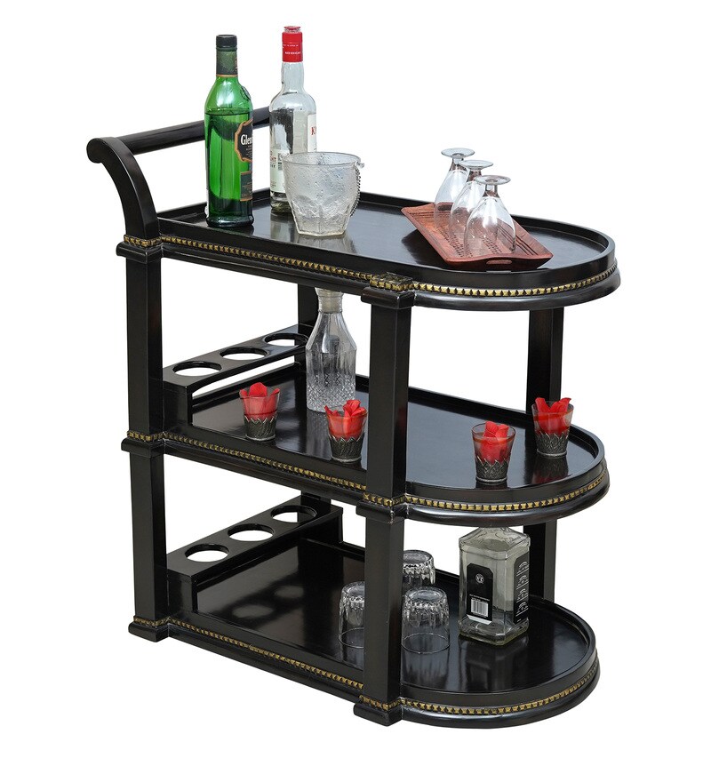 Buy Chariot Bar Trolley In Dark Walnut Finish By Hansa Palace Online
