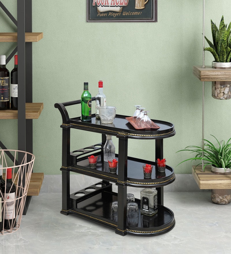 Buy Chariot Bar Trolley In Dark Walnut Finish By Hansa Palace Online