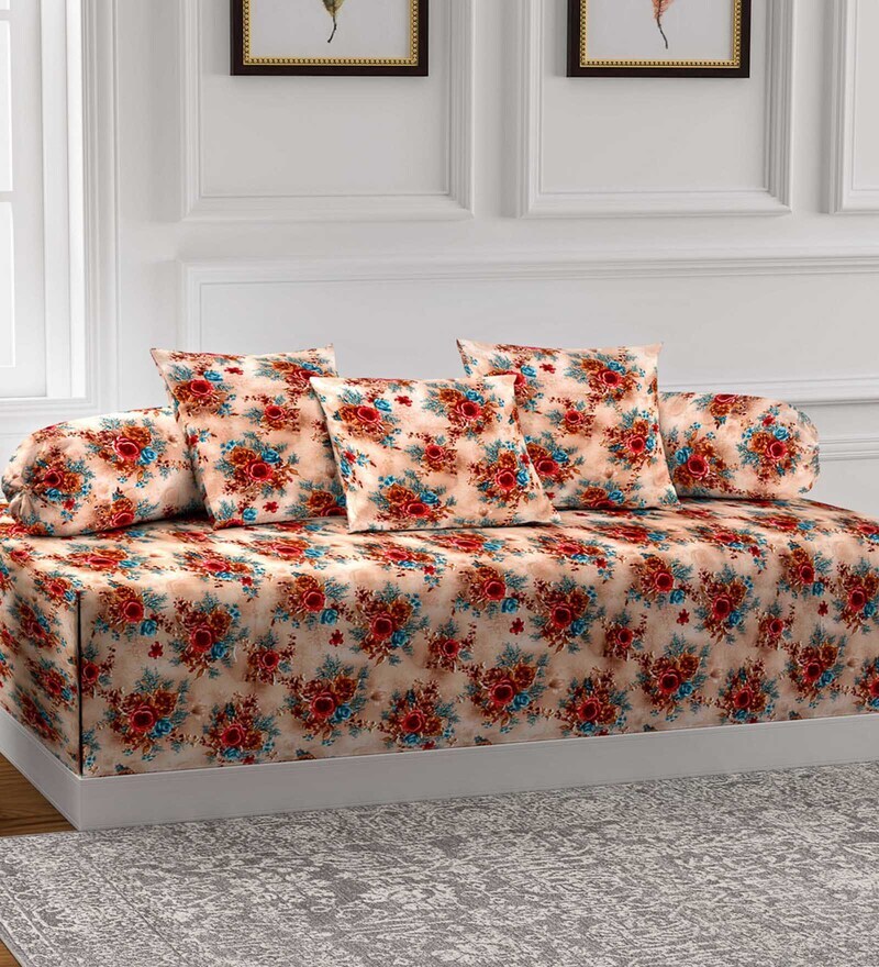 Buy Brown 300 TC Chenille 6 Piece Diwan Set by Arrabi Online Diwan