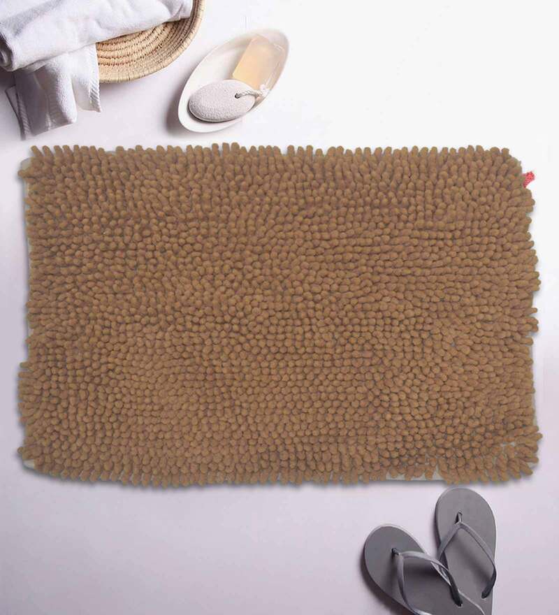 Buy Brown Solid Cotton 24x16 Inches Super Soft Bath Mat by BIANCA