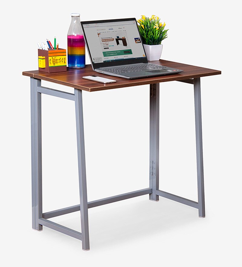 Buy Cherry Foldable Study Desk in Brown Colour by The Home Office ...