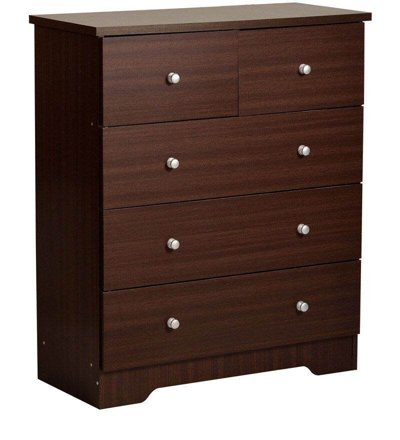 Buy Naoki Chest Of Five Drawers in Dark Brown Finish by Mintwud Online
