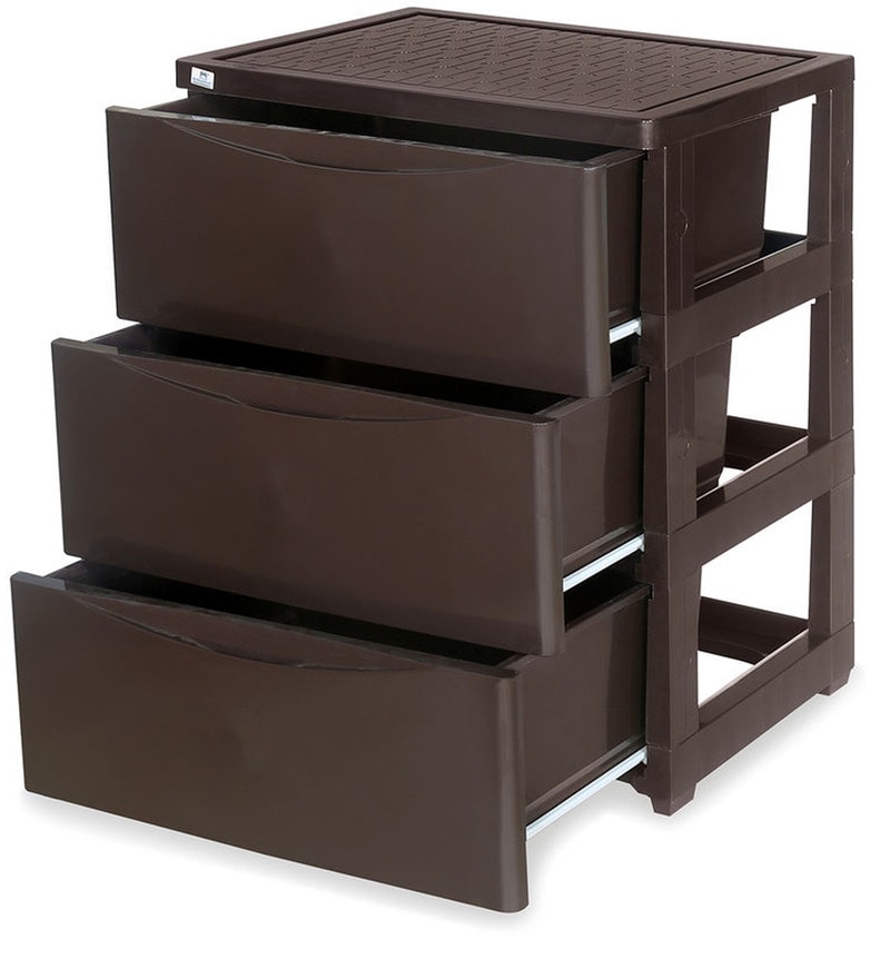 Buy Chester Series 42 3 Drawer Storage Cabinet in Brown Colour by ...