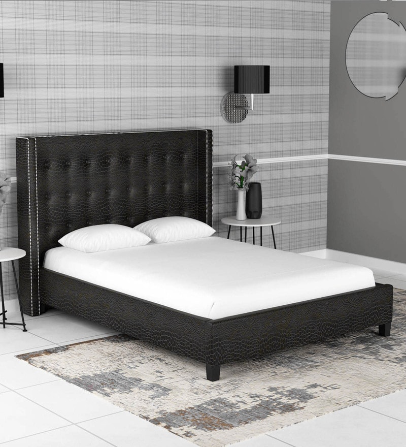 black bed with mattress