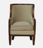 Chalvey Sheesham Wood Lounge Chair In Walnut Finish with Suede Fabric