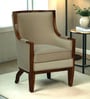 Chalvey Sheesham Wood Lounge Chair In Walnut Finish with Suede Fabric