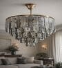  Chandelier Lighting Fixture, Ceiling Hanging Light for Dining Room Bedroom Living Room Entryway (500MM Diameter) (Feather Smoke Black)