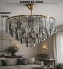  Chandelier Lighting Fixture, Ceiling Hanging Light for Dining Room Bedroom Living Room Entryway (500MM Diameter) (Feather Smoke Black)
