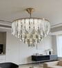  Chandelier Lighting Fixture, Ceiling Hanging Light for Dining Room Bedroom Living Room Entryway (500MM Diameter) (Feather Smoke Black)