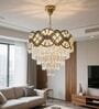  Chandelier Lighting Fixture, Ceiling Hanging Light for Dining Room Bedroom Living Room Entryway (500MM Diameter) (Golden Clear Crystal)