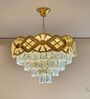  Chandelier Lighting Fixture, Ceiling Hanging Light for Dining Room Bedroom Living Room Entryway (500MM Diameter) (Golden Clear Crystal)
