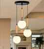 Chandelier Pendant Light, Retro Industrial Style, Rustic Wood Tube with Frosty Globe