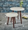 Chantilly Solid Wood Nest of Tables in White & Pastel Finish (Set Of 2)