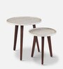 Chantilly Solid Wood Nest of Tables in White & Pastel Finish (Set Of 2)
