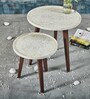 Chantilly Solid Wood Nest of Tables in White & Pastel Finish (Set Of 2)
