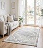 Grey Geometric Wool And Cotton 5 X 8 Ft Hand Tufted Carpet