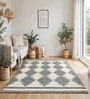 Cream Geometric Wool And Cotton 5 X 8 Ft Hand Tufted Carpet