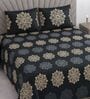 Charcoal Floral 400 TC Cotton Queen Bedsheet with 2 Pillow covers Luxury Series Collection