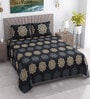 Charcoal Floral 400 TC Cotton Queen Bedsheet with 2 Pillow covers Luxury Series Collection