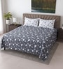 Charcoal Floral 400 TC Cotton Super King Bedsheet with 2 Pillow Covers Luxury Series Collection