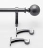 Charcoal Grey 36 Inch expandable to 66 Inch Iron Curtain Rod with Bracket