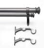 Charcoal Grey 36 Inch expandable to 66 Inch Iron Curtain Rod with Brackets