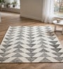 Grey Triangles Wool And Cotton 5 X 8 Ft Hand Tufted Carpet