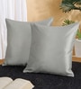 Charcoal Polyester Striped 16x16 inches Cushion Cover Set of 2