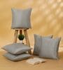 Charcoal Polyester Striped 16x16 inches Cushion Cover Set of 5