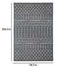 Dark Grey Geometric Polypropylene 6 ft x 9 ft Machine Made Carpet