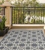 Dark Grey Abstract Polypropylene 8 ft x 10 ft Machine Made Carpet