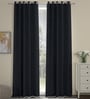 Charcoal Velvet Solid 7ft Regular Eyelet Door Curtains (2 Pc)