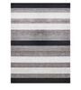 Black Striped Wool And Viscose 4 ft x 6 ft Hand Woven Carpet
