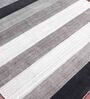 Black Striped Wool And Viscose 5 ft x 8 ft Hand Woven Carpet