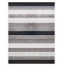 Black Striped Wool And Viscose 5 ft x 8 ft Hand Woven Carpet