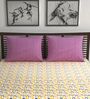 Charcoal Yellow Abstract 144 Tc Cotton Double Bedsheet With 2 Pillowcovers