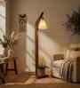 Charles Wooden Shelf Floor Lamp with Jute Shade & Brown Base