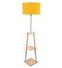Charlie 2 Tier Shelf Floor Lamp in Solid Wood Base in Natural Wood Color
