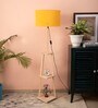 Charlie 2 Tier Shelf Floor Lamp in Solid Wood Base in Natural Wood Color