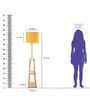 Charlie 2 Tier Shelf Floor Lamp in Solid Wood Base in Natural Wood Color