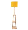 Charlie 2 Tier Shelf Floor Lamp in Solid Wood Base in Natural Wood Color