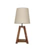 Charlotte Brown Wooden Table Lamp with White Jute Lampshade