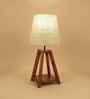 Charlotte Brown Wooden Table Lamp with White Jute Lampshade