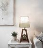 Charlotte Brown Wooden Table Lamp with White Jute Lampshade