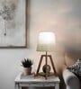 Charlotte Brown Wooden Table Lamp with White Jute Lampshade