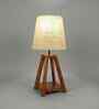 Charlotte Brown Wooden Table Lamp with White Jute Lampshade