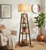 Charlotte Wooden Shelf Floor Lamp with Jute Shade & Brown Base