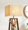 Charlotte Wooden Shelf Floor Lamp with Jute Shade & Brown Base