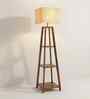 Charlotte Wooden Shelf Floor Lamp with Jute Shade & Brown Base